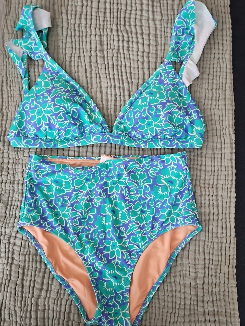 J. Crew Floral Bikini Set - Teal & Blue